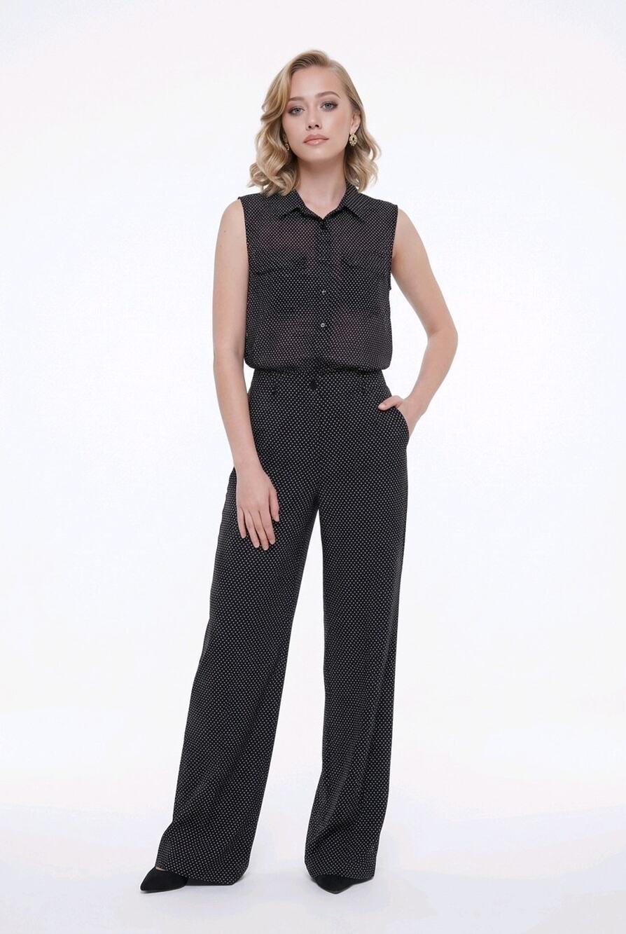 Women's Summer Sleeveless Polka Dot Black Sexy Feminine Shirt Size 2XL/3Xl